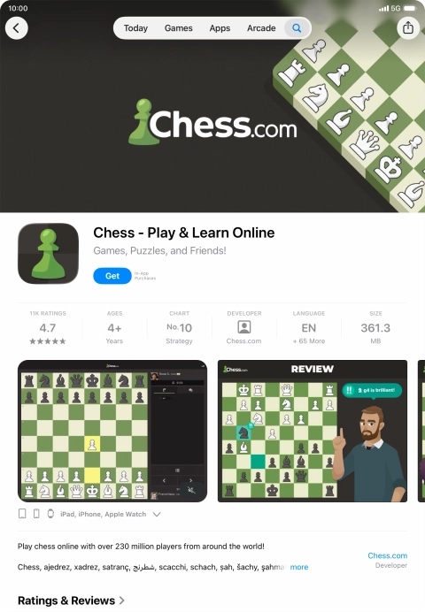 Press Get and follow the instructions on the screen to install the app.