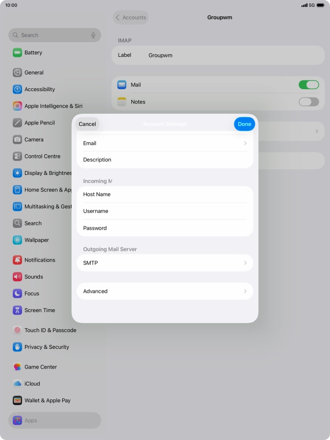 Press SMTP. Press SMTP.