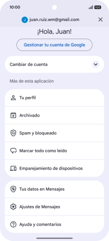 Pulsa Ajustes de Mensajes.