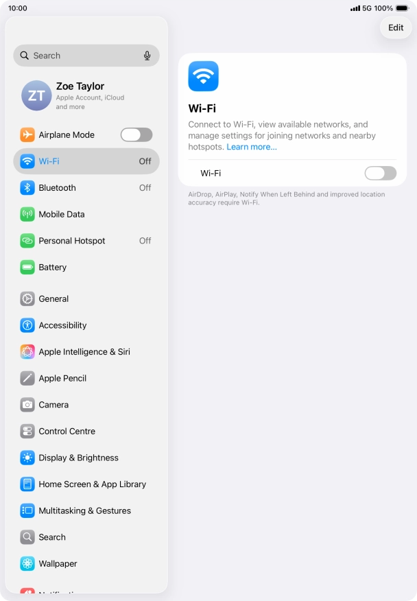 Press the indicator next to 