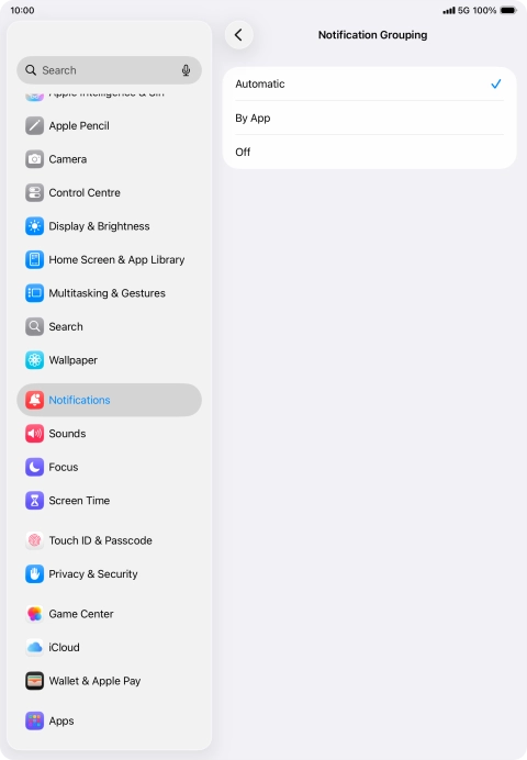 Press the required setting. Press the required setting.