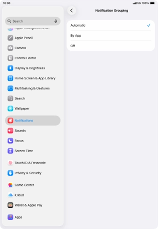 Press the required setting. Press the required setting.