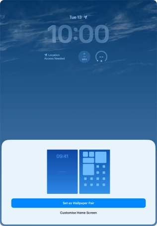 To use the same colour theme on the home screen, press Set as Wallpaper Pair. To use the same colour theme on the home screen, press Set as Wallpaper Pair.