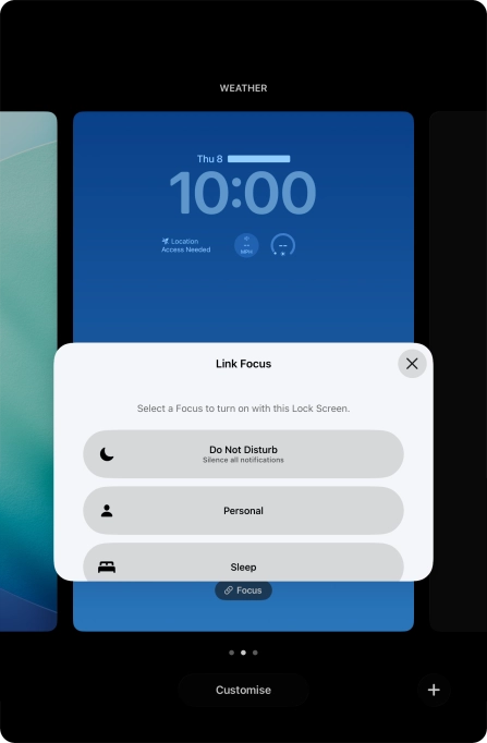 Press the required focus mode.