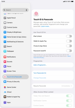 Press Turn Passcode On and key in a lock code of your own choice twice. Press Turn Passcode On and key in a lock code of your own choice twice.