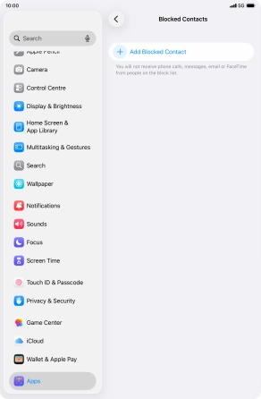 Press Add Blocked Contact and follow the instructions on the screen to block a contact.