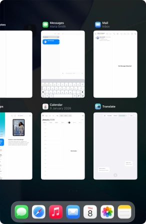 Slide upwards on the required application to end it. Slide upwards on the required application to end it.