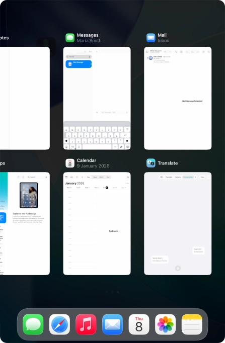 Slide upwards on the required application to end it. Slide upwards on the required application to end it.