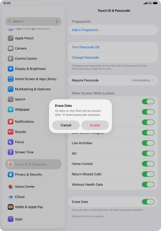 If you turn on the function, press Enable.