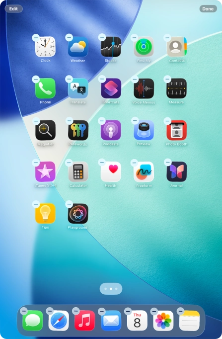 Press the home screen icon.