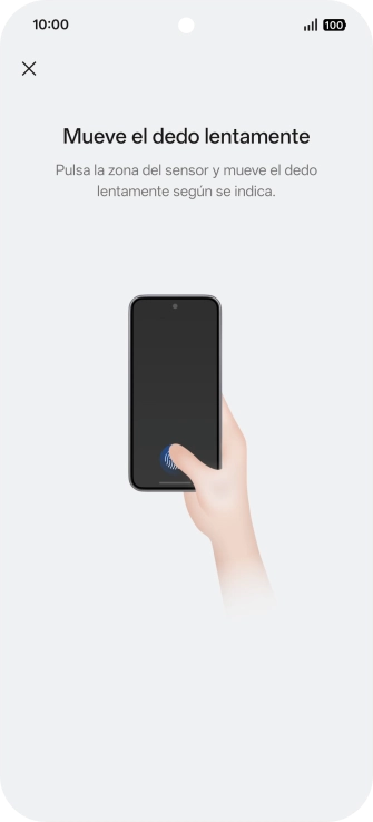 Sigue las indicaciones de la pantalla para crear una huella digital como código de seguridad.
