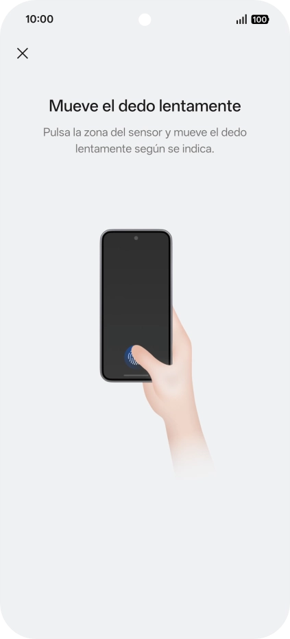 Sigue las indicaciones de la pantalla para crear una huella digital como código de seguridad.