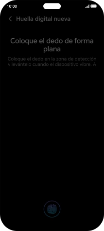 Sigue las indicaciones de la pantalla para crear una huella digital como código de seguridad. Sigue las indicaciones de la pantalla para crear una huella digital como código de seguridad.