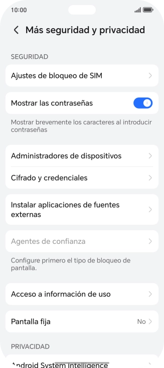 Pulsa Ajustes de bloqueo de SIM.
