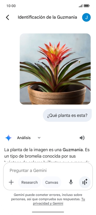 Sigue las indicaciones de la pantalla para escribir o decir en alto la pregunta deseada. Puedes adjuntar fotografías o documentos y hacer preguntas acerca de ellos. Sigue las indicaciones de la pantalla para escribir o decir en alto la pregunta deseada. Puedes adjuntar fotografías o documentos y hacer preguntas acerca de ellos.