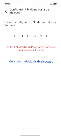 Pulsa Cambiar método de desbloqueo. Pulsa Cambiar método de desbloqueo.
