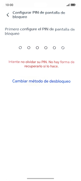 Pulsa Cambiar método de desbloqueo. Pulsa Cambiar método de desbloqueo.