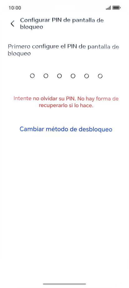 Pulsa Cambiar método de desbloqueo. Pulsa Cambiar método de desbloqueo.