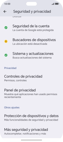 Pulsa Más seguridad y privacidad.