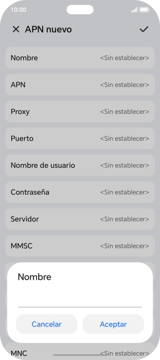 Introduce Vodafone Internet y pulsa Aceptar.