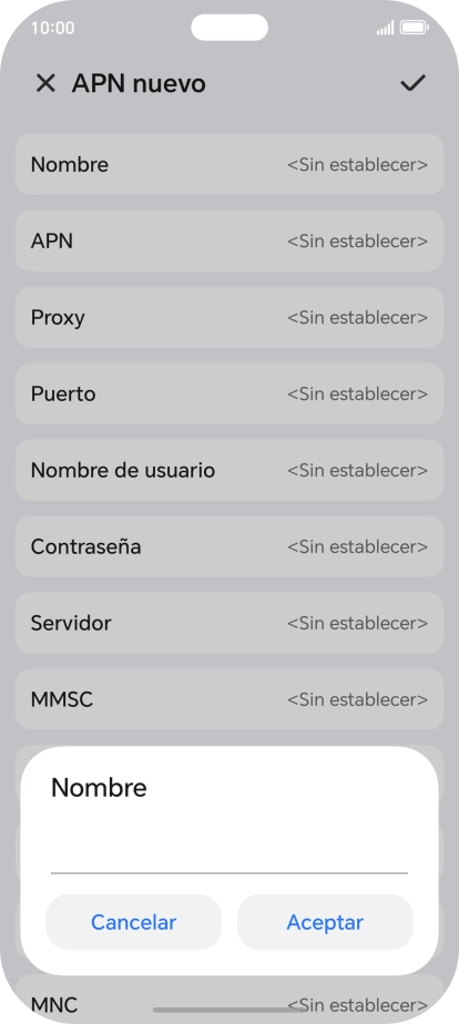 Introduce Vodafone Internet y pulsa Aceptar.