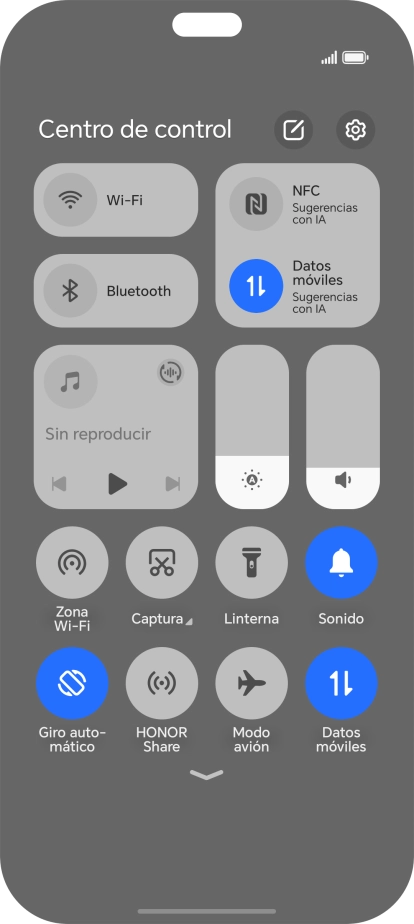 Pulsa el icono de modo de avión para activar o desactivar la función. Pulsa el icono de modo de avión para activar o desactivar la función.