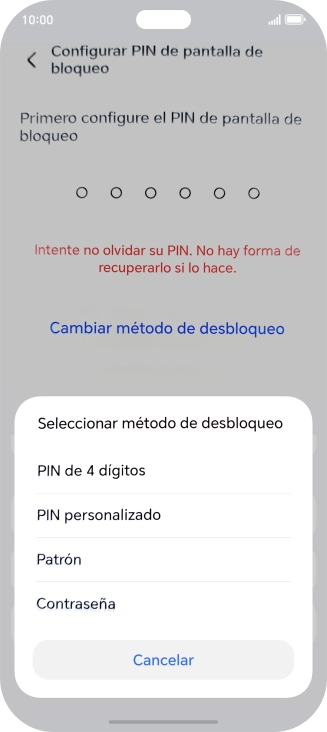 Pulsa el código de seguridad deseado y sigue las indicaciones de la pantalla para crear un código de seguridad del teléfono adicional. Pulsa el código de seguridad deseado y sigue las indicaciones de la pantalla para crear un código de seguridad del teléfono adicional.