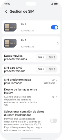 Pulsa el indicador junto a la línea móvil deseada para activar o desactivar el uso de la SIM. Pulsa el indicador junto a la línea móvil deseada para activar o desactivar el uso de la SIM.