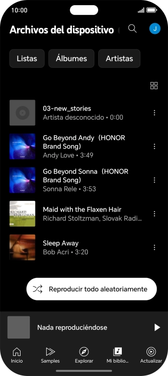 Pulsa el archivo de música deseado. Pulsa el archivo de música deseado.