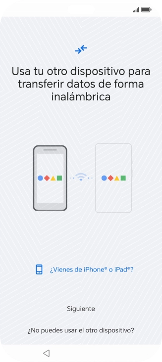 Sigue las indicaciones de la pantalla para transferir contenido desde el otro teléfono y finalizar la activación de tu teléfono.