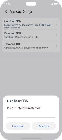 Introduce el código PIN2 y pulsa Aceptar. Introduce el código PIN2 y pulsa Aceptar.