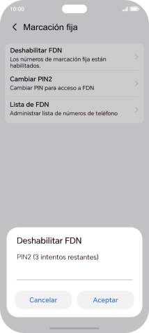 Introduce el código PIN2 y pulsa Aceptar. Introduce el código PIN2 y pulsa Aceptar.