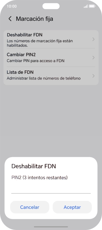 Introduce el código PIN2 y pulsa Aceptar. Introduce el código PIN2 y pulsa Aceptar.
