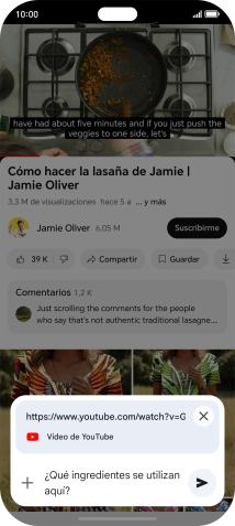 Sigue las indicaciones de la pantalla para escribir o decir en alto la pregunta que quieres hacer del vídeo. Sigue las indicaciones de la pantalla para escribir o decir en alto la pregunta que quieres hacer del vídeo.