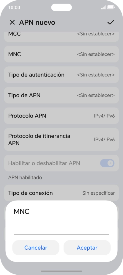 Introduce 01 y pulsa Aceptar.