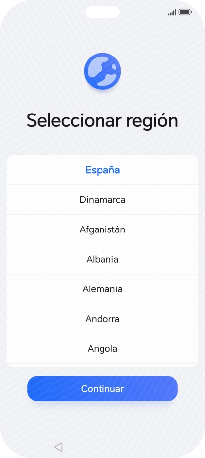 Pulsa el país o el área deseados.
