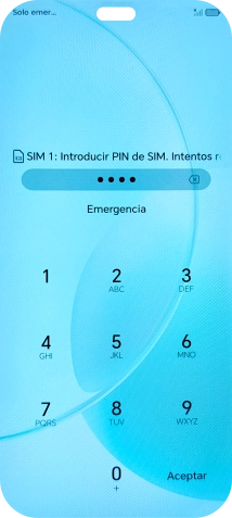 Si es necesario desbloquear la tarjeta SIM, introduce el código PIN y pulsa Aceptar.