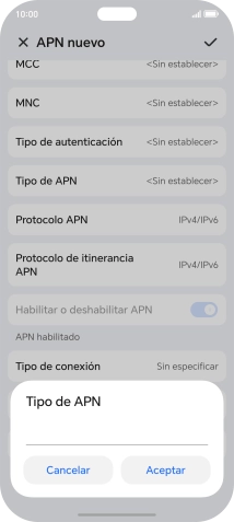 Introduce default y pulsa Aceptar.