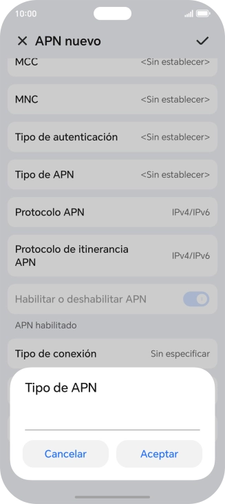 Introduce default y pulsa Aceptar.