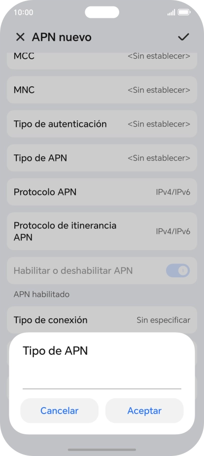 Introduce default y pulsa Aceptar.