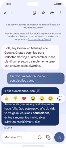 Pulsa la propuesta de texto de Gemini durante unos instantes. Sigue las indicaciones de la pantalla para utilizar el texto propuesto. Pulsa la propuesta de texto de Gemini durante unos instantes. Sigue las indicaciones de la pantalla para utilizar el texto propuesto.
