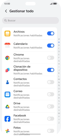 Pulsa el indicador junto a las apps deseadas para activar o desactivar la función. Pulsa el indicador junto a las apps deseadas para activar o desactivar la función.
