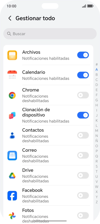 Pulsa el indicador junto a las apps deseadas para activar o desactivar la función. Pulsa el indicador junto a las apps deseadas para activar o desactivar la función.