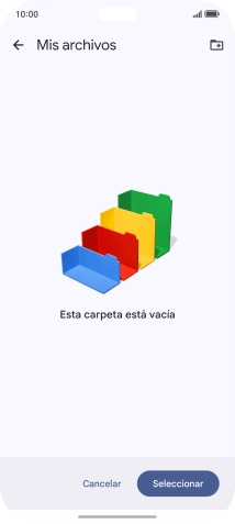 Si deseas crear una nueva carpeta, pulsa el icono de nueva carpeta y sigue las indicaciones de la pantalla para crearla. Si deseas crear una nueva carpeta, pulsa el icono de nueva carpeta y sigue las indicaciones de la pantalla para crearla.