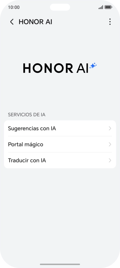 En la pantalla aparecen ahora más ejemplos de cómo puedes utilizar HONOR AI. En la pantalla aparecen ahora más ejemplos de cómo puedes utilizar HONOR AI.