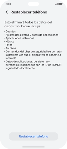 Pulsa Restablecer teléfono.