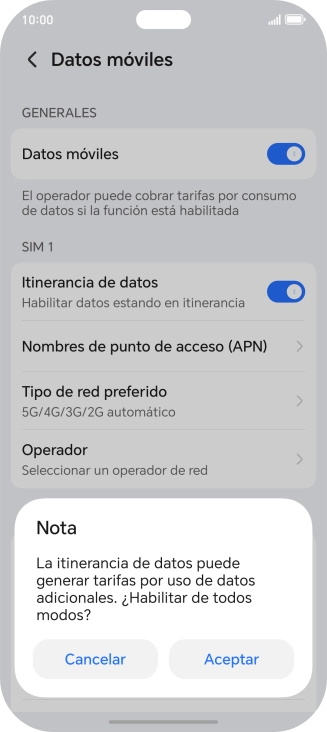 Si activas la función, pulsa Aceptar. Si activas la función, pulsa Aceptar.