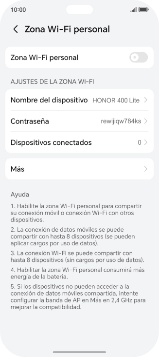 Pulsa Nombre del dispositivo e introduce el nombre deseado de la conexión wifi