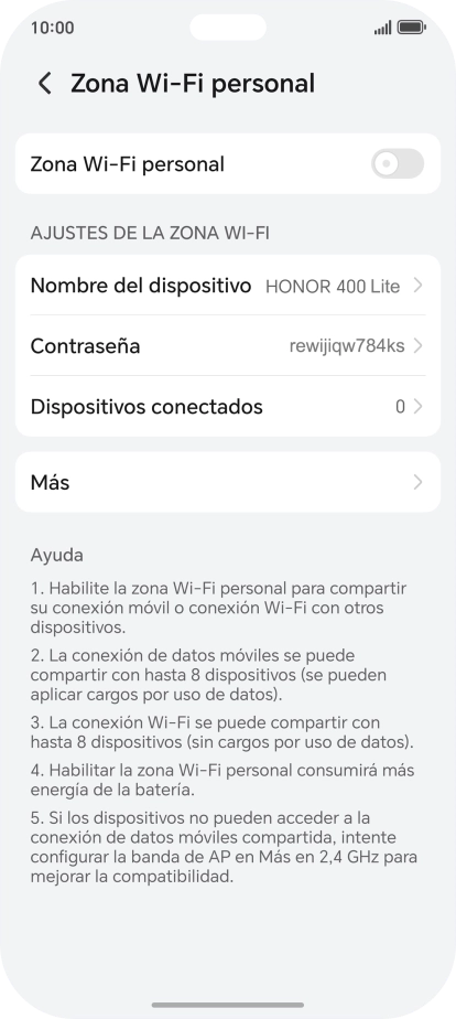 Pulsa Nombre del dispositivo e introduce el nombre deseado de la conexión wifi