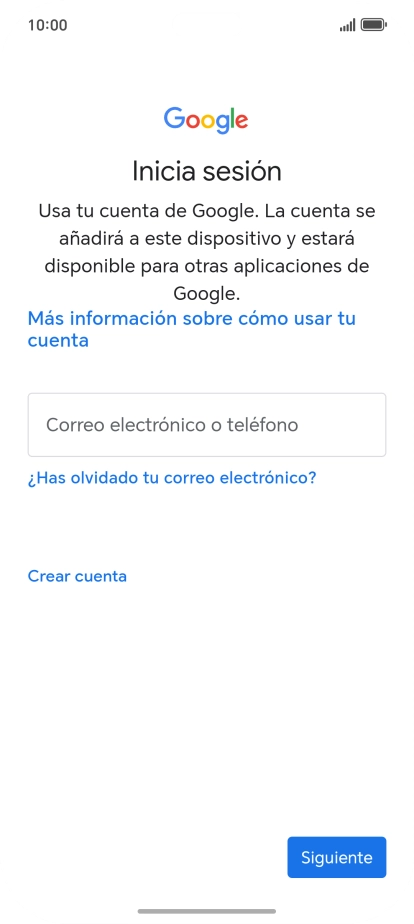 Si no tienes una cuenta de Google, pulsa Crear cuenta y sigue las indicaciones de la pantalla para ver cómo crear una cuenta nueva.